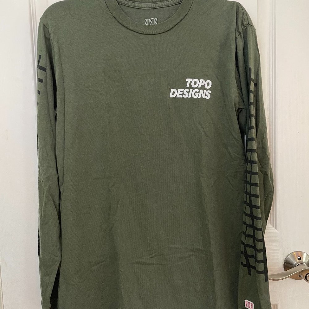 Olive Topo Designs Grid LS Logo Shirt - Men's S